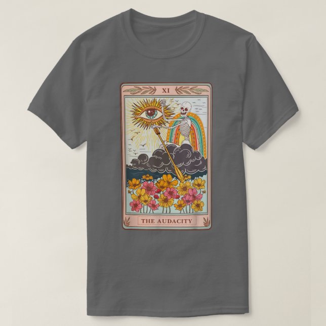 Retro Skeleton Riding Cloud The Audacity Tarot Car T-Shirt (Design Front)