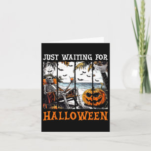 Retro Skeleton Summer Beach Just Waiting For Hallo Card