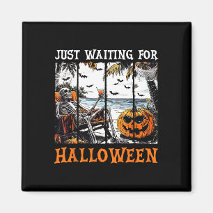 Retro Skeleton Summer Beach Just Waiting For Hallo Magnet