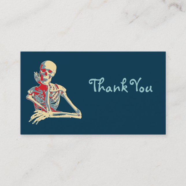 Retro Skeleton Thank You Business Card (Front)