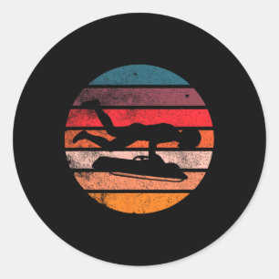 Retro Skeleton Winter Sports Sled Skeleton Racing Classic Round Sticker