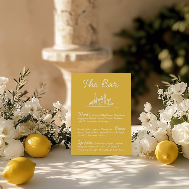 Retro Sketch Hand-Drawn Bar Wedding Tabletop Sign Invitation (Retro Sketch Hand-Drawn Bar Wedding Tabletop Sign )