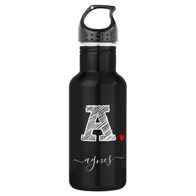 Retro Sketch Monogram Letter A, Water Bottle (Front)