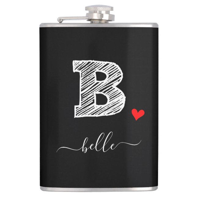 Retro Sketch Monogram Letter B, Flask (Front)