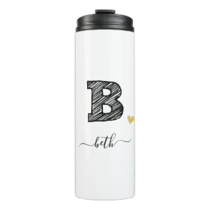 Retro Sketch Monogram Letter B, Thermal Tumbler