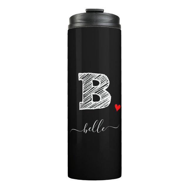 Retro Sketch Monogram Letter B, Thermal Tumbler (Front)