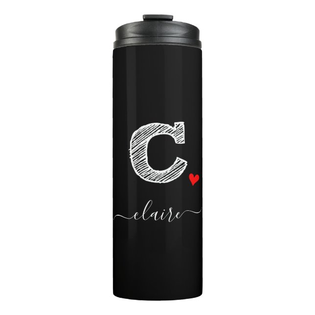 Retro Sketch Monogram Letter C, Thermal Tumbler (Front)