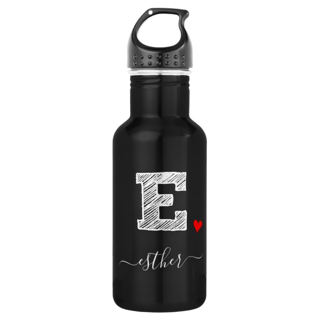 Retro Sketch Monogram Letter E, Water Bottle (Front)