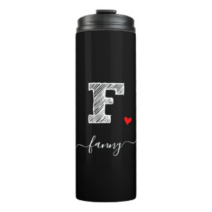 Retro Sketch Monogram Letter F, Thermal Tumbler