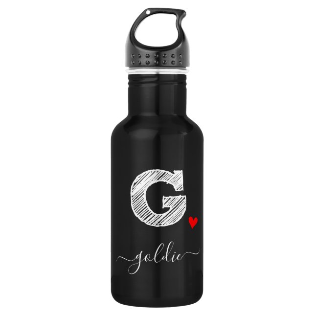 Retro Sketch Monogram Letter G, Water Bottle (Front)