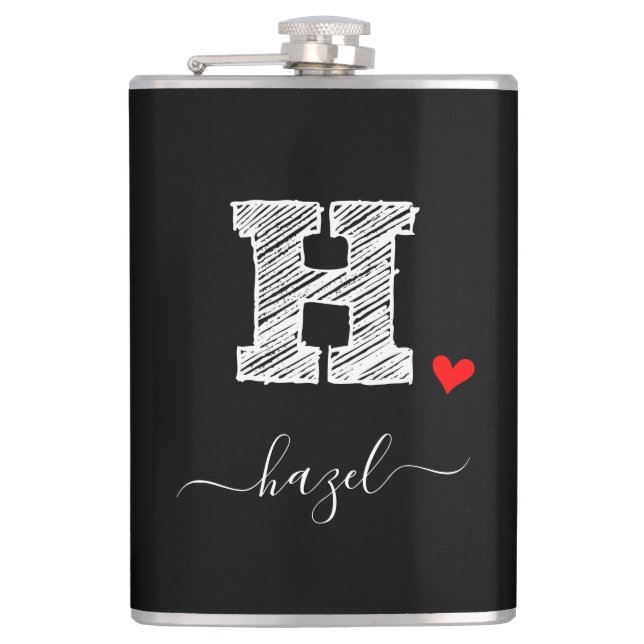 Retro Sketch Monogram Letter H, Flask (Front)