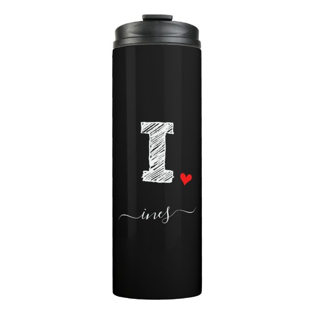 Retro Sketch Monogram Letter I, Thermal Tumbler (Front)