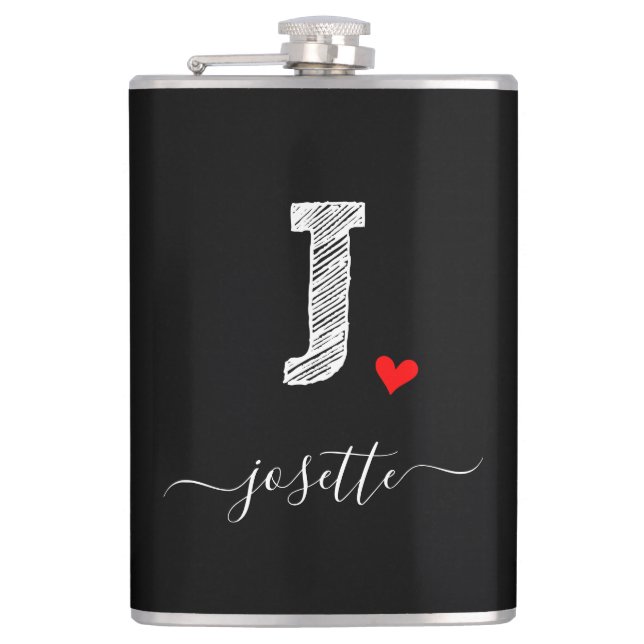 Retro Sketch Monogram Letter J, Flask (Front)