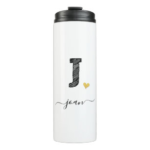 Retro Sketch Monogram Letter J, Thermal Tumbler