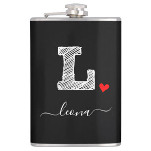 Retro Sketch Monogram Letter L, Flask