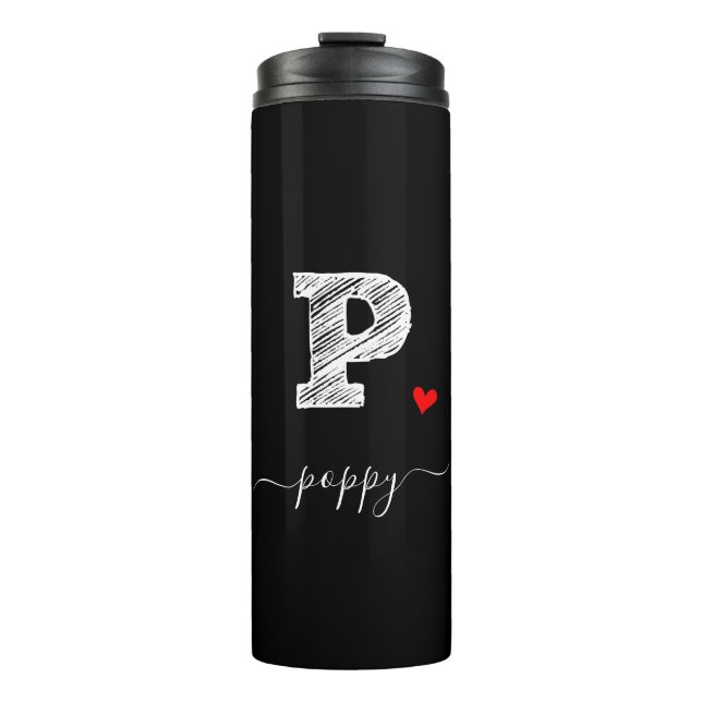 Retro Sketch Monogram Letter P, Thermal Tumbler (Front)