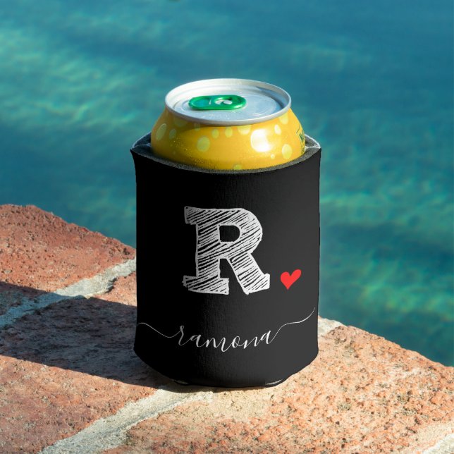Retro Sketch Monogram Letter R, Can Cooler (In Situ Pool)