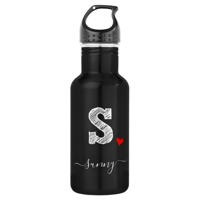 Retro Sketch Monogram Letter S, Water Bottle (Front)