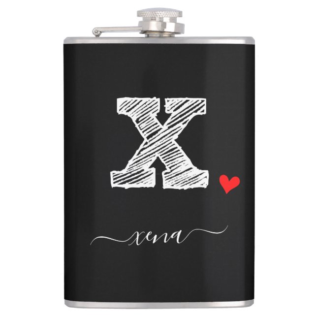 Retro Sketch Monogram Letter X, Flask (Front)