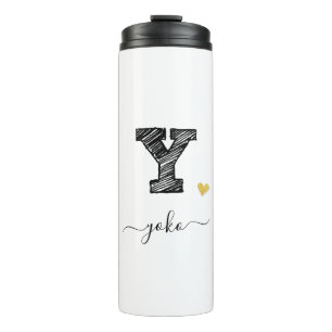 Retro Sketch Monogram Letter Y, Thermal Tumbler
