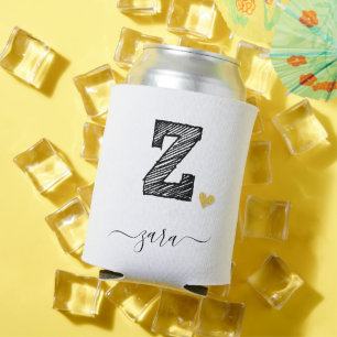 Retro Sketch Monogram Letter Z, Can Cooler