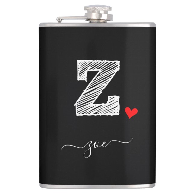 Retro Sketch Monogram Letter Z, Flask (Front)