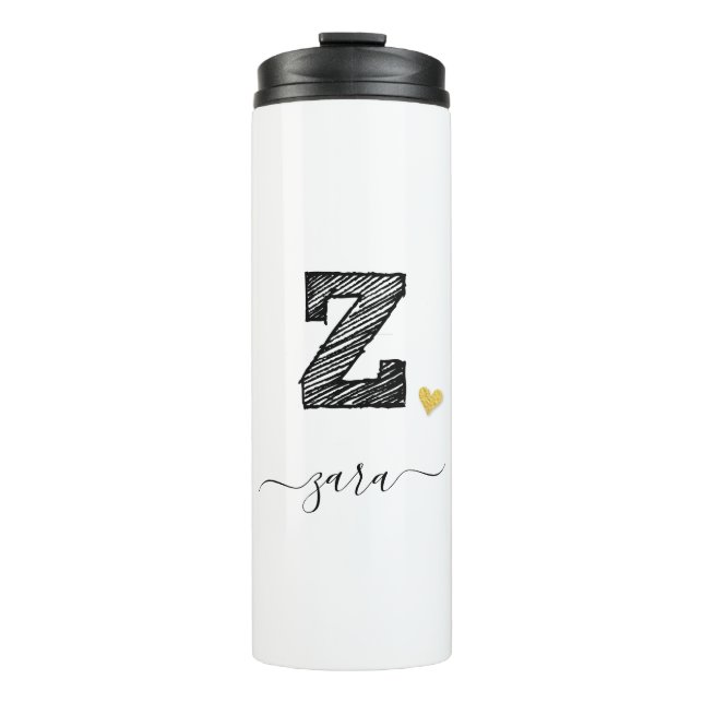 Retro Sketch Monogram Letter Z, Thermal Tumbler (Front)