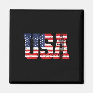 Retro Sketll Player Silhouette American Flag Usa Magnet