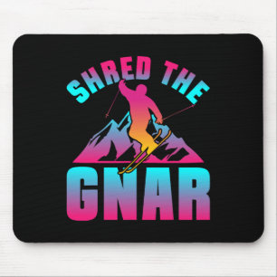 Retro Ski 90s 80s Skiing Outfit Shred The Gnar Ski Mouse Pad