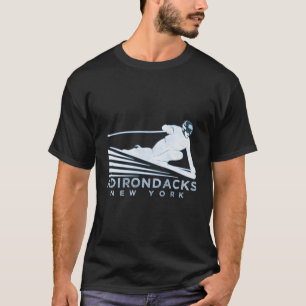 Retro Ski Adirondacks Ny Illustration Vintage Snow T-Shirt