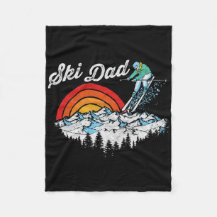 Retro Ski Dad Vintage Skiing Graphic Fleece Blanket