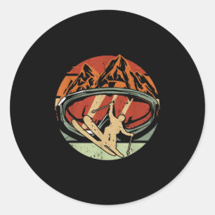 Retro Ski Driver Funny Ski Skiing _1 Classic Round Sticker