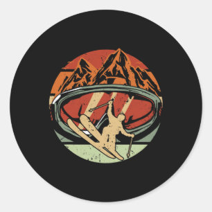 Retro Ski Driver Funny Ski Skiing _1  Classic Round Sticker