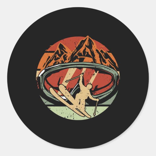 Retro Ski Driver Funny Ski Skiing _1  Classic Round Sticker (Front)