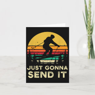 Retro Ski Gifts Gonna Send It Meme Funny Skier Gif Card