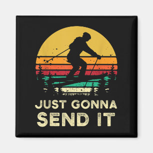 Retro Ski Gifts Gonna Send It Meme Funny Skier Gif Magnet