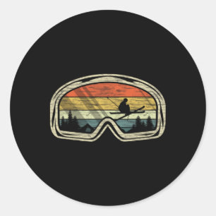 Retro Ski Goggles Mountain Snow Winter Sport Gift Classic Round Sticker