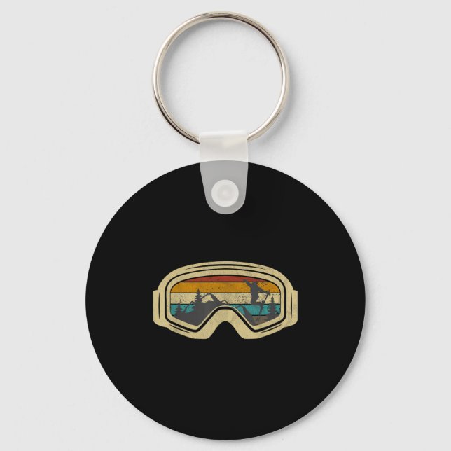 Retro ski goggles mountain snow winter vacation key ring (Front)