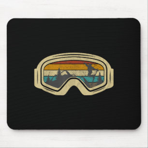 Retro ski goggles mountain snow winter vacation mouse pad