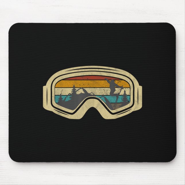 Retro ski goggles mountain snow winter vacation mouse pad (Front)