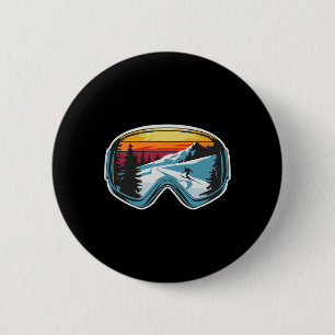 Retro Ski Goggles Mountain Snow Winter Vacation Sk 6 Cm Round Badge