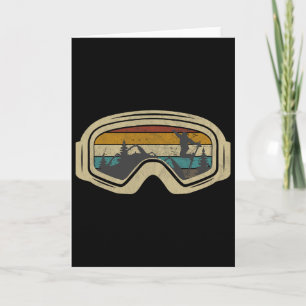 Retro Ski Goggles Mountain Snow Winter Vacation Sk Card