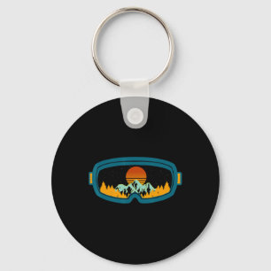 Retro Ski Goggles Skiing Skis Snowboard Winter Sea Key Ring