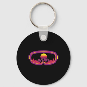 Retro Ski Goggles Skiing Skis Snowboard Winter Sea Key Ring