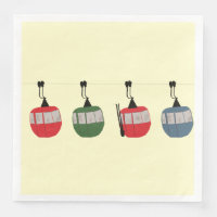 Retro Ski Gondola Lift Skiers Cream