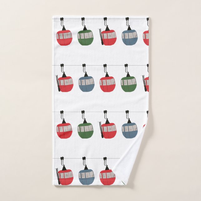 Retro Ski Lift Illustration Hand Towel (Hand Towel)