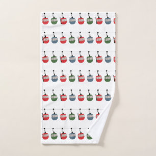 Retro Ski Lift Illustration Hand Towel
