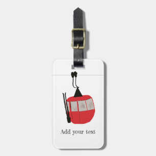 Retro Ski Lift Skiing Snow Mountain Illustration Luggage Tag