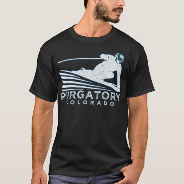 Retro Ski Purgatory CO Illustration  Vintage Ski T-Shirt (Front)