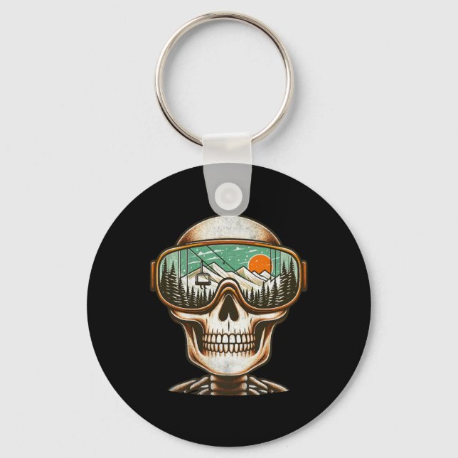 Retro Ski Skeleton Goggles Mountain Snow Skiing Wi Key Ring (Front)